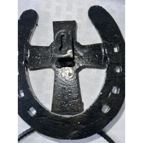 2 PIECE Cross HORSESHOE BATHROOM SET RUSTIC WESTERN DECOR TP Holder‎ Towel Ring - Picture 5 of 11